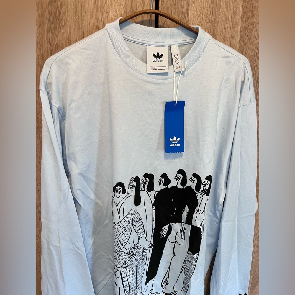 ADIDAS x UNITY men’s long sleeves sky blue&tint Skateboards t-shirt